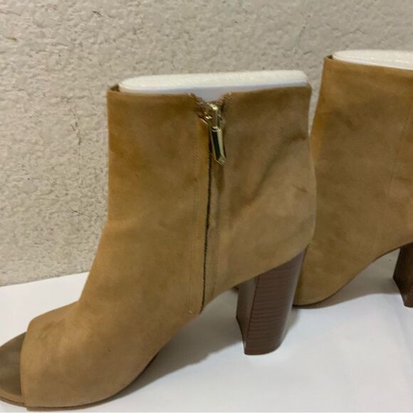 Sam Edleman Yarin Suede Camel Peeptoe Booties 10.5M - Picture 5 of 12